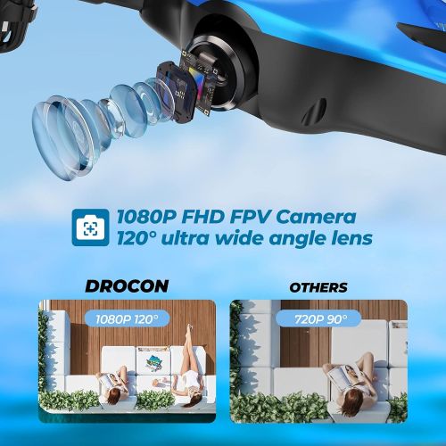  DROCON Ninja Drone for Kids & Beginners FPV RC Drone with 1080P HD Wi-Fi Camera, Quadcopter Drone with Altitude Hold, Headless Mode, Foldable Arms, One Key Take Off/Landing, Blue