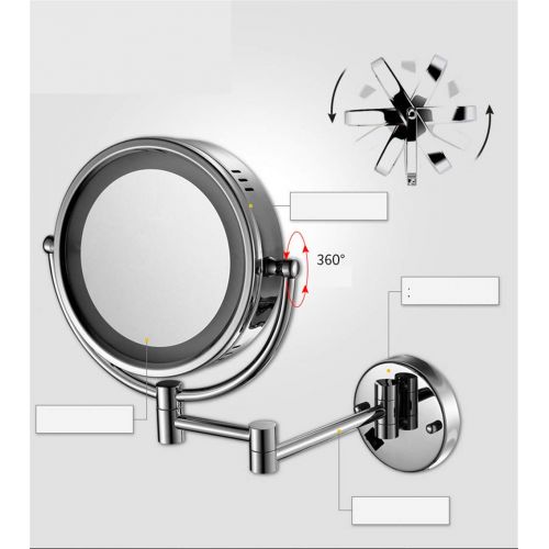  DROHE-Q LED Makeup Mirror, Shaving Mirrors Magnification Bathroom Wall Mounted Telescopic Folding Double-Sided Swivel Mirrors