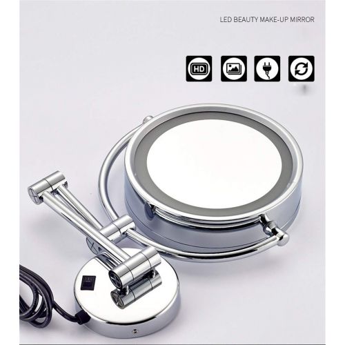  DROHE-Q LED Makeup Mirror, Shaving Mirrors Magnification Bathroom Wall Mounted Telescopic Folding Double-Sided Swivel Mirrors