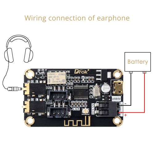  Bluetooth Board, DROK Audio Receiver Bluetooth Module DC 5V-12V Portable Wireless Electronics Stereo Music Receive Circuit Chip with Micro USB Port for Headphone Speaker Home Sound