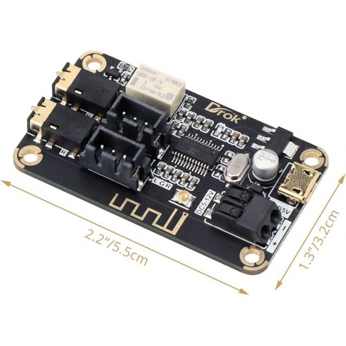  Blue~Tooth Board, DROK 12V Audio Receiver Blue~Tooth Module DC 5V-12V Portable Wire~Less Electronics Stereo Music Receive Circuit Chip with Micro USB Port for Headphone Speaker Hom