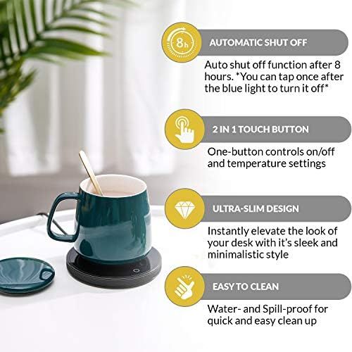  [아마존베스트]DROP OF DIVINITI Ultra-Sleek Coffee Mug Warmer - Keeps Coffee Hot - Lightweight Mug Warmer for Desk - 2-Setting Cup Warmer for Coffee, Tea, Hot Cocoa - Safe, Easy-to-Use Warming Plate - Candle Warm