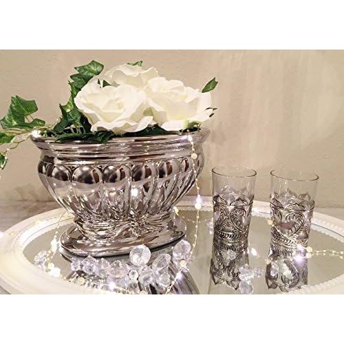  DRULINE Decorative Decorative Vase Ceramic Bowl Ceramic Vase Ceramic Silver Gloss Shabby