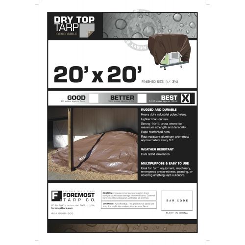  16x20 Multi-Purpose Silver/Brown Heavy Duty DRY TOP Poly Tarp (16x20)