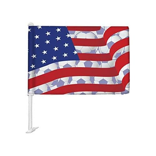  DS Inspirational Decals USA SOCCER CAR FLAG FOR WINDOW - 12 X 18  USA Women’s World Cup - Fade Resistant Premium Quality Vehicle Flags for Cars, Truck, and SUV - Unique WSWMT Alex Morgan United States Sp