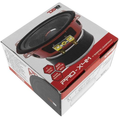  [아마존베스트]DS18 PRO-X4M Loudspeaker - 4, Midrange, Red Steel Basket, 200W Max, 100W RMS, 8 Ohms - Premium Quality Audio Door Speakers for Car or Truck Stereo Sound System (1 Speaker)