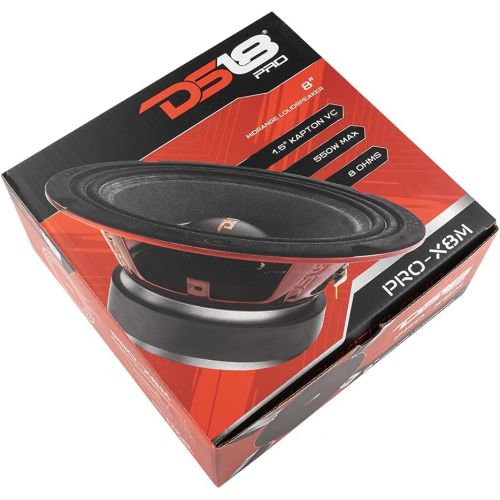  [아마존베스트]DS18 PRO-X8M Loudspeaker - 8, Midrange, Red Steel Basket, 550W Max, 275W RMS, 8 Ohms - Premium Quality Audio Door Speakers for Car or Truck Stereo Sound System (1 Speaker)