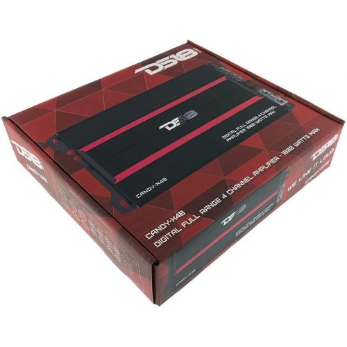  DS18 CANDY-X4B Amplifier in Black - Class D, 4 Channels, 1600 Watts Max, Digital, 2/4 Ohm - Dont Sacrifice Space for Power - Compact Mini Ampflier for Speakers in Car Audio System