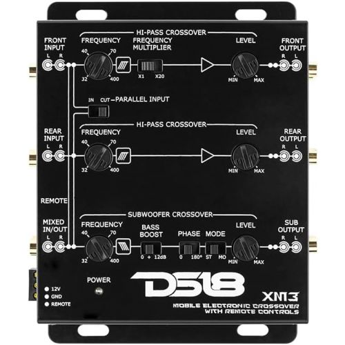  DS18 XM3 Two-to-Three Way Electronic Car Audio Crossover with Remote Control - 2 to 3 Way Active Crossover Car Audio