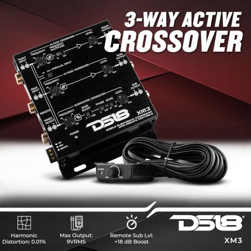  DS18 XM3 Two-to-Three Way Electronic Car Audio Crossover with Remote Control - 2 to 3 Way Active Crossover Car Audio