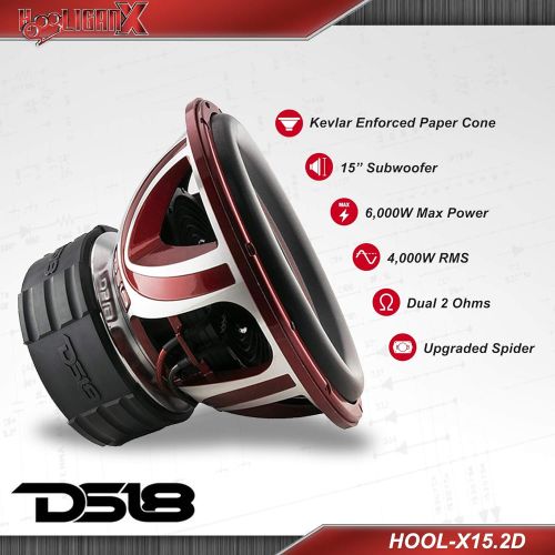  DS18 HOOL-X15.2D Hooligan 15 SPL Competition Subwoofer 6000W Max 4000W RMS Dual 2 Ω Subwoofer