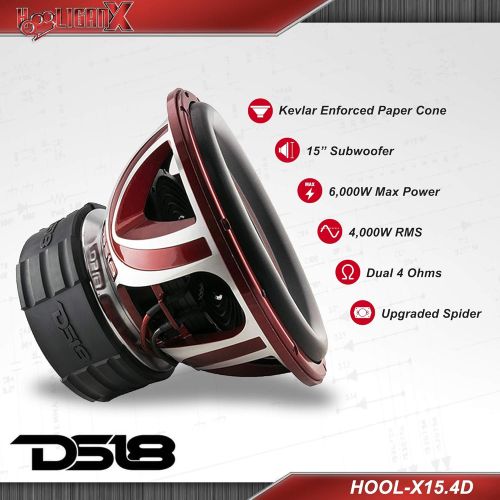  DS18 HOOL-X15.2D Hooligan 15 SPL Competition Subwoofer 6000W Max 4000W RMS Dual 2 Ω Subwoofer
