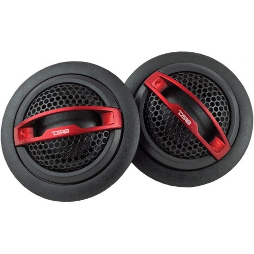  DS18 SQTW Tweeter 1.10-inch 120 Watts Max Silk Dome Neodymium Tweeter Sound Quality with 3M VHB Mounting Tape, Built-in Attenuation Switch (+20-2) - Set of 2 (Black & Red)