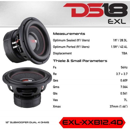  DS18 EXL-XXB12.4D Extremely Loud 12-Inch 4000 Watts Competition Subwoofer with Dual 4-Ohms Voice Coil