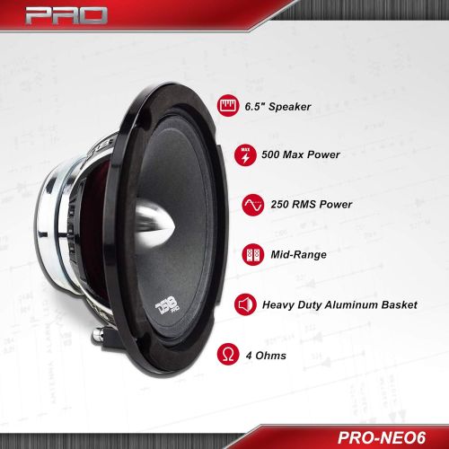  DS18 PRO-FR6NEO 250W RMS 500W Max Full Range Neodymium Magnet Midrange 4-Ohm Speaker, 6.5