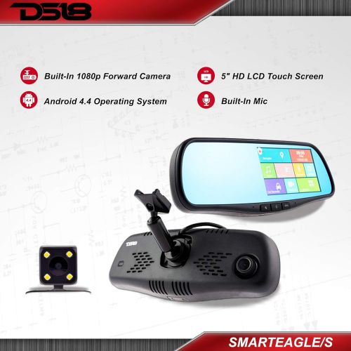  DS18 EAGLE Rearview Mirror with 4.3 HD LCD Display & Built-In 1080P Dash Cam Recorder & Reverse Camera