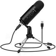 [아마존베스트]DSCHLZY USB Streaming Podcast PC Microphone,Professional Computer Mic 192kHz/24bit Studio Cardioid Condenser Mic Kit with Sound Card Boom Arm Shock Mount Pop Filter, for Skype (Black)