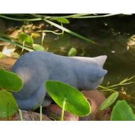 DSGardenShop PEEKING KITTEN Solid Cement Concrete Stone Cat Statue, Outdoor Garden Patio Sculpture Art Hand-crafted Made in US,- 4 Colors to Choose From!