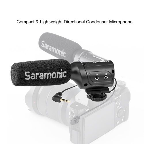  Saramonic SR-M3 Mini Directional Condenser Microphone with Integrated Shockmount, Low-Cut Filter & +10dB Audio Gain Switches for DSLR Cameras & Camcorders