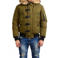 DSQUARED2 Dsquared2 Mens Green Rabbit Hair Coyote Fur Hooded Duck Down Jacket