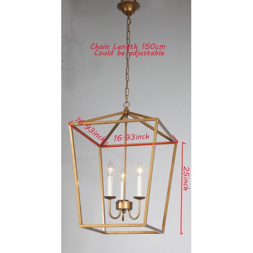  DST Dst Bronze Finish Three Light Pendant Lantern Light Fixture or Chandelier Ceiling Light for Hall,Foyer, Kitchen Island, Dining Room Length 43cm/16.93 Width 43cm/16.93 Height 63.5cm