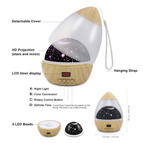  DSTANA Night Light Star Moon Projection Lamp,Star Light Projector 360 Degree Rotating with Timer Auto Shut-Off...