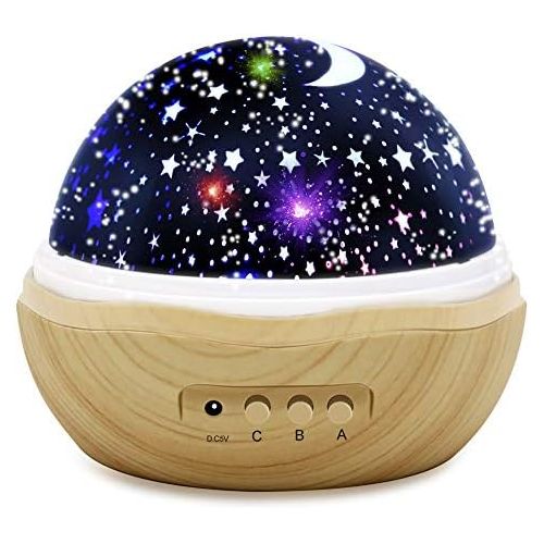  DSTANA Night Lights for Kids, Rose Wood Grain Star Projector Night Light with Master Switch and Rotation, Baby Night Lighting Projection, Romantic Lamp for Her Birthday Baby Girl Gift