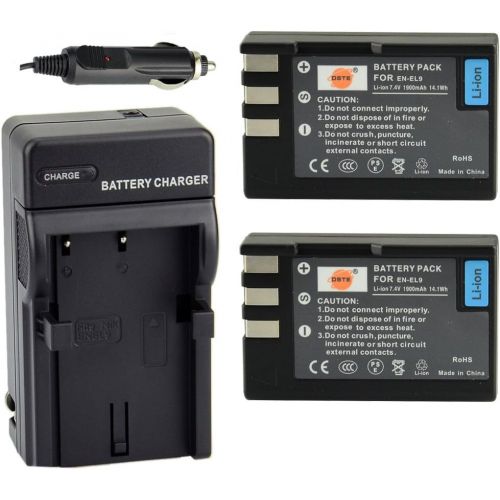  DSTE Replacement for 2X EN-EL9 Battery + DC15 Travel and Car Charger Adapter Compatible Nikon D40 D40X D60 D3000 D5000 Digital Camera as EN-EL9A