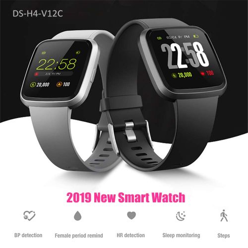  DSmart 2019 version H4 Fitness Health 2in1 Smart Watch for Men Women Smartwatch with All-day Heart Rate Monitor Activity Tracker Sports Stesp Calories Counter Running Wristband for Androi