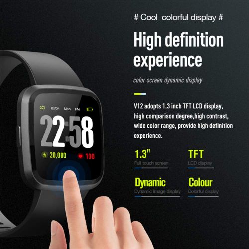  DSmart 2019 version H4 Fitness Health 2in1 Smart Watch for Men Women Smartwatch with All-day Heart Rate Monitor Activity Tracker Sports Stesp Calories Counter Running Wristband for Androi