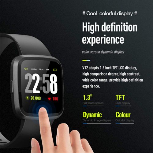  DSmart H4+ Sports& Health 2in1 Smart Watch with Professional Heart Rate Monitor / Medical Level SpO2 Detecting / Activity Tracker Steps Counter/ Colorful Touch Screen IP67 Waterproof Comp