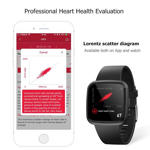  DSmart H4+ Sports& Health 2in1 Smart Watch with Professional Heart Rate Monitor / Medical Level SpO2 Detecting / Activity Tracker Steps Counter/ Colorful Touch Screen IP67 Waterproof Comp