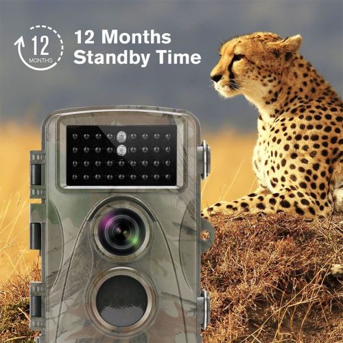  DSstyles 12MP 1080P Full HD Hunting Camera with 34pcs IR LEDs IP66 Waterproof Camera for Wildlife Observation and Security