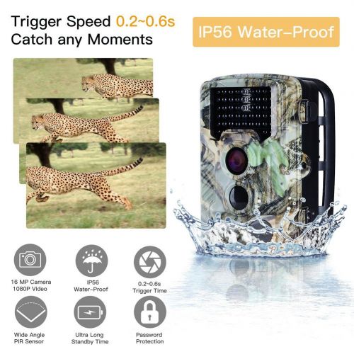  DSstyles 2.4 Inch 16MP 1080P PIR Sensor Wildlife Hunting Camera IP56 Waterproof 0.2s Trigger Time Action Camera