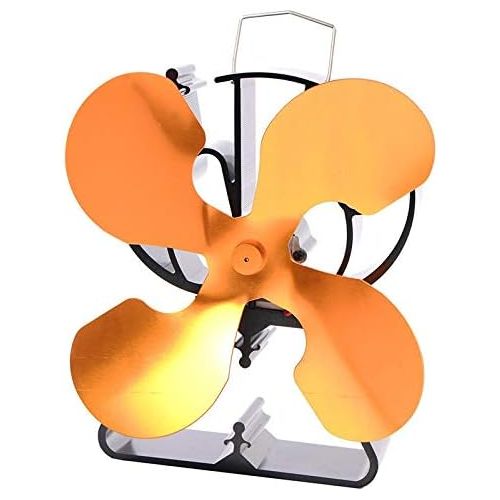  DUANCUICUIZ 4 Blades Heat Powered Eco Stove Fan Black/Gold/Sliver Warm Air Than 2 Blade Stove Fan for Wood/Log Burner/Fireplace Fireplace Fan (Color : Gold)