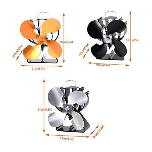  DUANCUICUIZ 4 Blades Heat Powered Eco Stove Fan Black/Gold/Sliver Warm Air Than 2 Blade Stove Fan for Wood/Log Burner/Fireplace Fireplace Fan (Color : Gold)