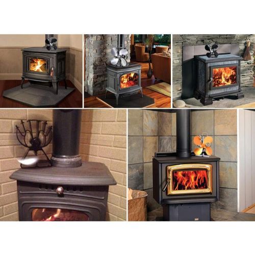  DUANCUICUIZ 4 Blades Heat Powered Eco Stove Fan Black/Gold/Sliver Warm Air Than 2 Blade Stove Fan for Wood/Log Burner/Fireplace Fireplace Fan (Color : Gold)