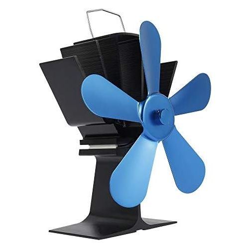  DUANCUICUIZ 5 Blades Fireplace Fan Upgraded Heat Powered Stove Fan Log Wood Burner Quiet Fireplace Fan Efficient Heat Distribution Fireplace Fan (Color : 5Blades Blue)