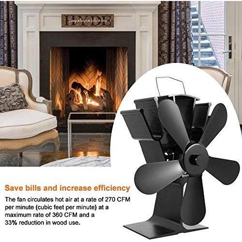  DUANCUICUIZ 5 Blades Fireplace Fan Upgraded Heat Powered Stove Fan Log Wood Burner Quiet Fireplace Fan Efficient Heat Distribution Fireplace Fan (Color : 5Blades Blue)