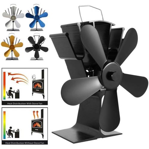  DUANCUICUIZ 5 Blades Fireplace Fan Upgraded Heat Powered Stove Fan Log Wood Burner Quiet Fireplace Fan Efficient Heat Distribution Fireplace Fan (Color : 5Blades Blue)