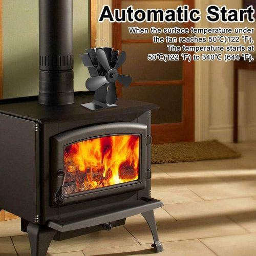  DUANCUICUIZ 5 Blades Fireplace Fan Upgraded Heat Powered Stove Fan Log Wood Burner Quiet Fireplace Fan Efficient Heat Distribution Fireplace Fan (Color : 5Blades Blue)