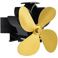 DUANCUICUIZ Mouted Black Fireplace 4 Blade Heat Powered Stove Fan Log Wood Burner Eco Friendly Quiet Fan Home Efficient Heat Distribut Fireplace Fan (Color : Gold)