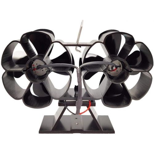  DUANCUICUIZ Double Motors Wood Stove 8 Blade Small Size Fan Silent Heat Warm Power Powered Fire Eco Eco Stove Fan Hot Dynamic Wood Stove Fireplace Fan (Color : Black)