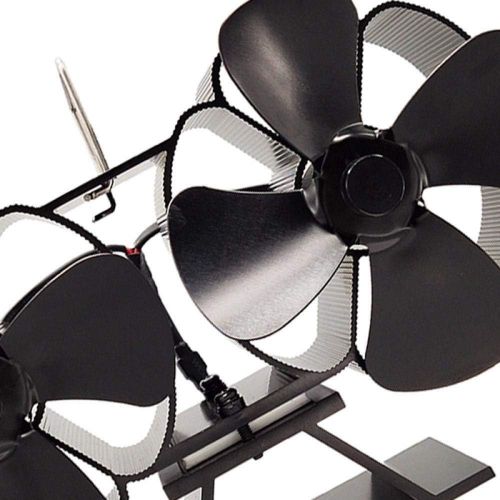  DUANCUICUIZ Double Motors Wood Stove 8 Blade Small Size Fan Silent Heat Warm Power Powered Fire Eco Eco Stove Fan Hot Dynamic Wood Stove Fireplace Fan (Color : Black)