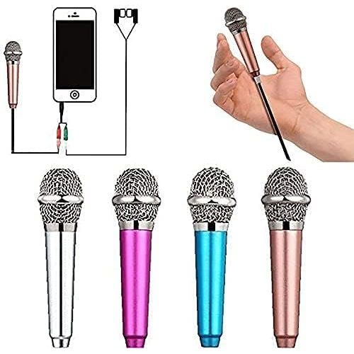  DUDU LYT Mini Microphone,Singing Mic Equipment,Beautiful Vocal Quality,Mini Type Space Saving,Metal Frothing Process,3.5mm Audio Connector,Suitable for Laptop, iPhone, Android Phone (Golden