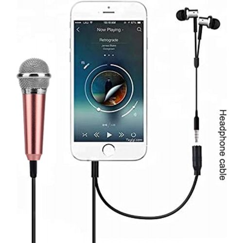  DUDU LYT Mini Microphone,Singing Mic Equipment,Beautiful Vocal Quality,Mini Type Space Saving,Metal Frothing Process,3.5mm Audio Connector,Suitable for Laptop, iPhone, Android Phone (Golden