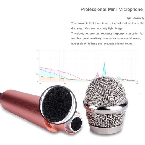  DUDU LYT Mini Microphone,Singing Mic Equipment,Beautiful Vocal Quality,Mini Type Space Saving,Metal Frothing Process,3.5mm Audio Connector,Suitable for Laptop, iPhone, Android Phone (Golden