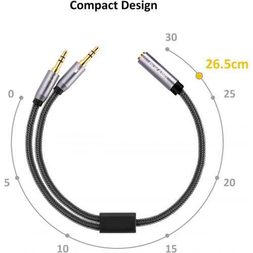  Headset Splitter Cable, DUKABEL Gold-Plated & Strong Braided Y Splitter Audio Cable Separate Microphone Headphone Port Gaming Headset Splitter PC Earphone Adapter VoIP Phone -TopSe