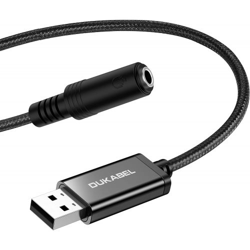  [아마존베스트]DuKabel ProSeries USB to 3.5mm Jack Audio Adapter, TRRS 4-Pole Mic-Supported USB to Headphone AUX Adapter Built-in Chip External Stereo Sound Card for PS4 PC and More [Metal Housin