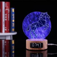 DULEE USB 7 Color Change 3D Night Light LED Mood Lamp with Bluetooth Speaker Alarm Clock Function,Unicorn